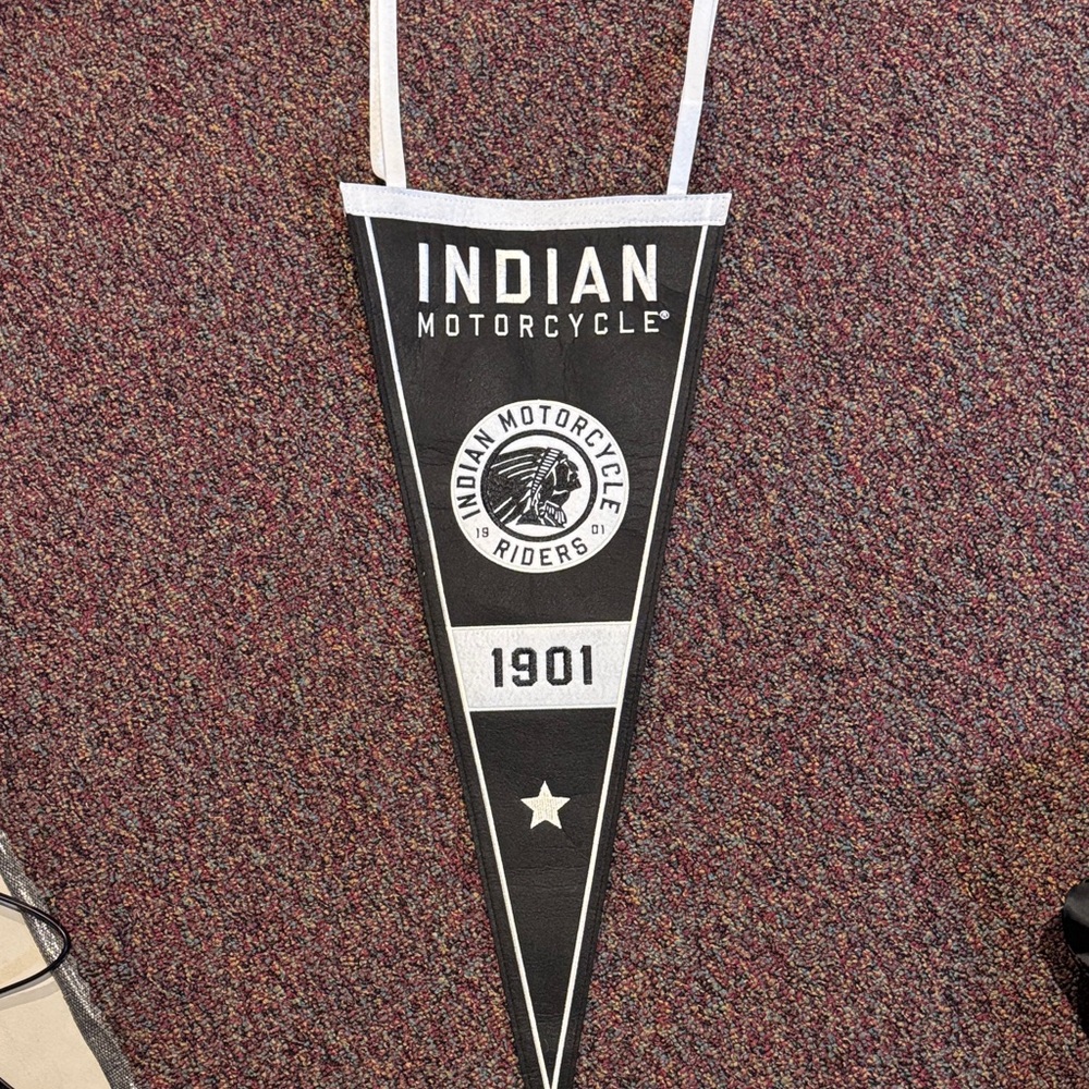 Indian Motorcycle Black Triangular Pennant Banner